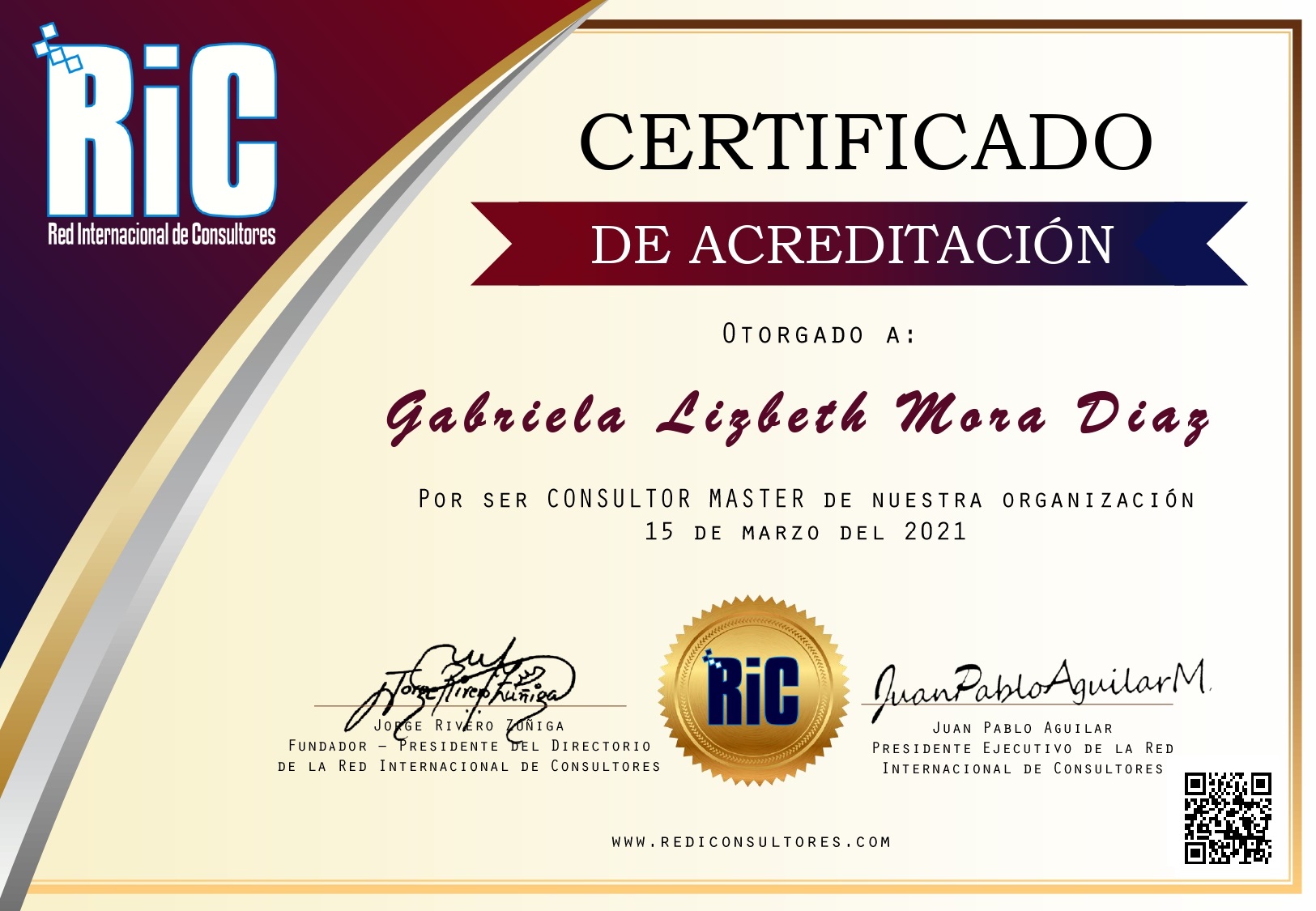 Certificado de Acreditación de Gabriela Mora